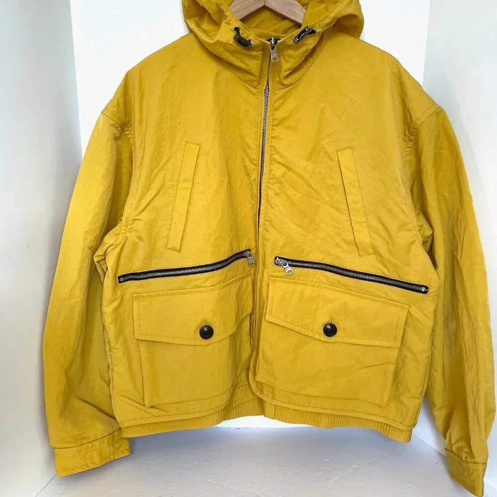 Banana Republic Hooded Fishing Jacket Men’s XXL Yellow Oversized Pockets Archive